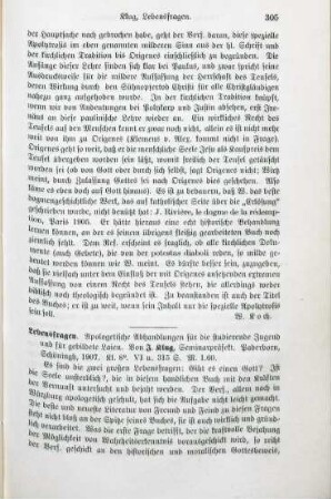 305-306 [Rezension] Klug, Ignaz, Lebensfragen
