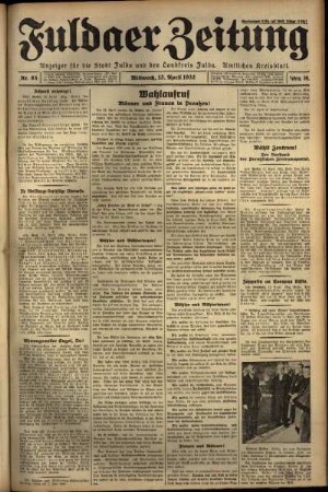 Erste Ausgabe vom Mittwoch, den 13. April 1932.