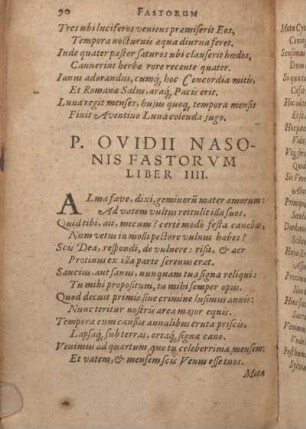P. Ovidii Nasonis Fastorvm Caesarem Germanicum. Liber IIII.