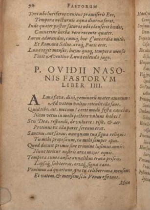 P. Ovidii Nasonis Fastorvm Caesarem Germanicum. Liber IIII.