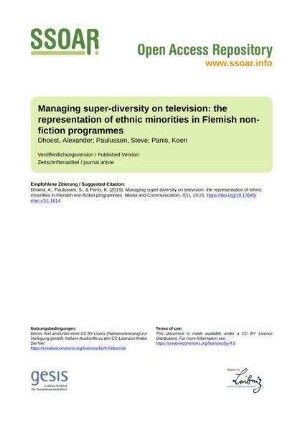 Managing super-diversity on television: the representation of ethnic minorities in Flemish non-fiction programmes