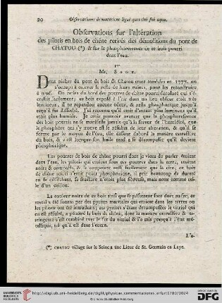 Observations sur l’alteration des pilotis en bois de chêne retirés des démolitions du pont de Chatou