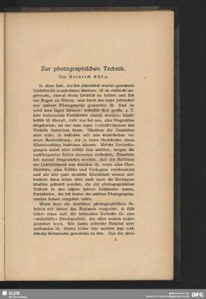 Zur photographischen Technik