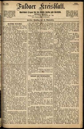 Erste Ausgabe vom Dienstag, den 18. September 1883.