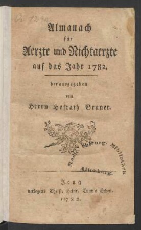 1782: Almanach für Aerzte und Nichtaerzte