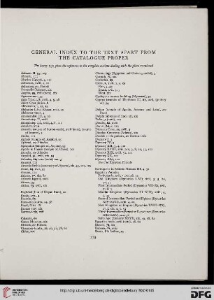 General index to the text apart from the catalogue proper