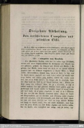 Dreizehnte Abtheilung. Von verschiedenen Compôtes und gekochtem Obste