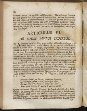 Articulus VI. De Causa Motus Syderum.