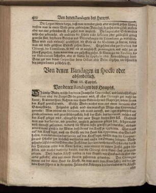 Von denen Bandagen in specie oder absonderlich. Das II. Capitel. Von denen Bandagen des Haupts