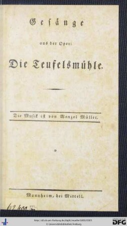 Gesänge aus der Oper: Die Teufelsmühle