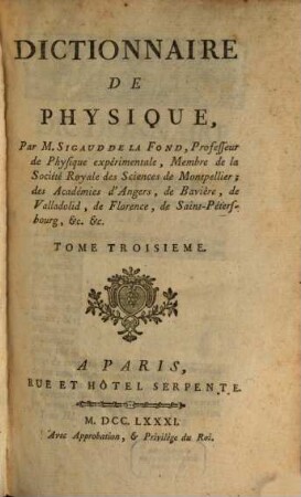 Dictionnaire De Physique, 3