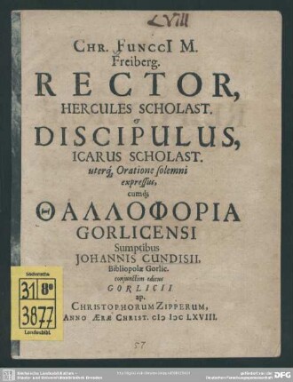 Rector, Hercules scholasticus. et discipules, Icarus scholasticus