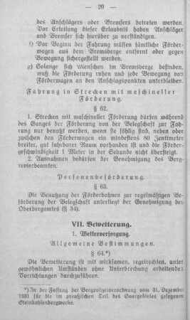 VII. Bewetterung.