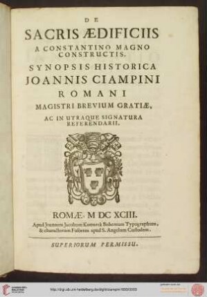 De Sacris Ædificiis A Constantino Magno Constructis : Synopsis Historica