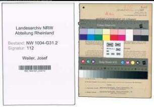 Entnazifizierung Josef Weiler , geb. 18.11.1891 (Gastwirt)
