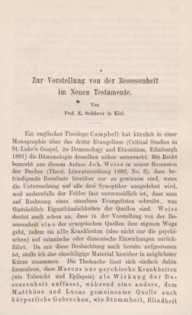 633-640 Zur Vorstellung von der Besessenheit im Neuen Testamente