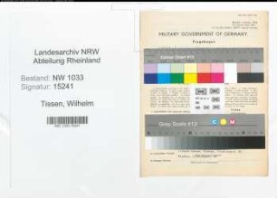 Entnazifizierung Wilhelm Tissen , geb. 01.10.1898 (Polizeibemter)