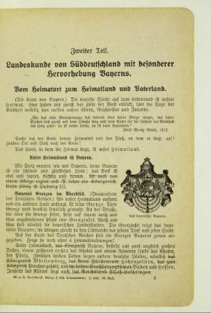 Zweiter Teil. Landeskunde von Süddeutschland mit besonderer Hervorhebung Bayerns