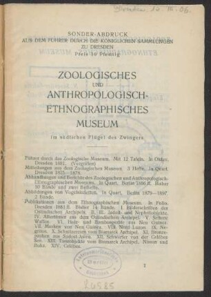 Zoologisches und anthropologisch-ethnographisches Museum im südlichen Flügel des Zwingers