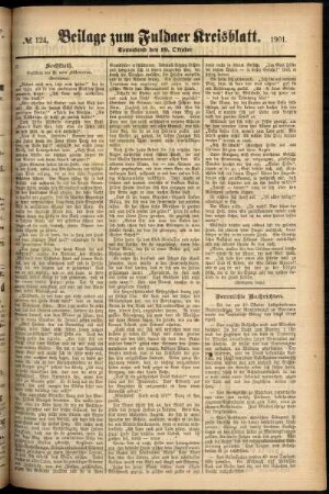 Zweite Ausgabe vom Samstag, den 19. Oktober 1901.