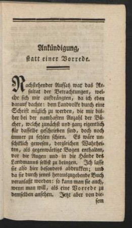 Ankündigung statt einer Vorrede