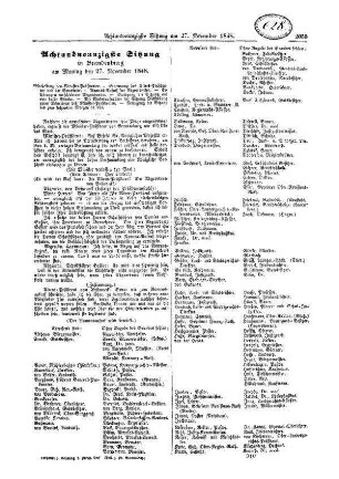 Achtundneunzigste Sitzung am 27. November 1848.