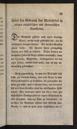 39-53, Ueber den Gebrauch des Mohnsaftes in einigen entzündlichen rheumatischen Krankheiten.