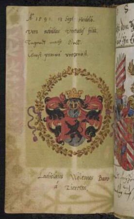 Wappen: Freiherr Ladislaus Welemes von Zierotin (1579-1638), Eintrag 1591