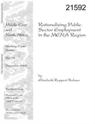 Rationalizing public sector employment in the MENA region : issues and options