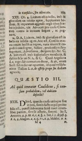 183-196, Quaestio III. Ad quid teneatur Causidicus, si causam probabilem, vel dubiam defendit?