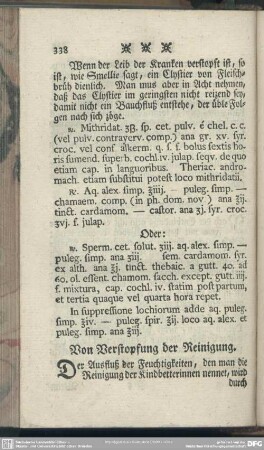 Von der Verstopfung der Reinigung