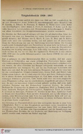 17: Tätigkeitsbericht 1940 - 1947