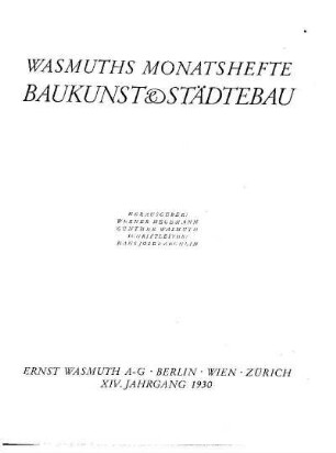 14.1930: Wasmuths Monatshefte für Baukunst und Städtebau