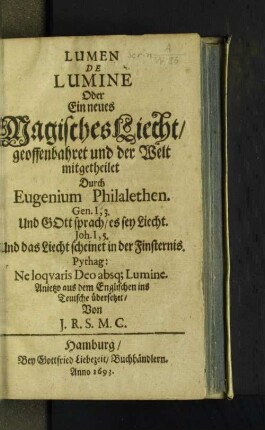 Lumen De Lumine Oder Ein neues Magisches Liecht