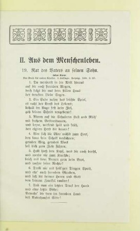 II. Aus dem Menschenleben
