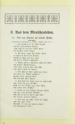 II. Aus dem Menschenleben