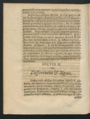 Sectio III. De Differentiis & Signis.