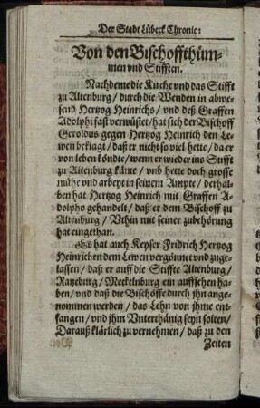 Von den Bischoffthümmen und Stifften.