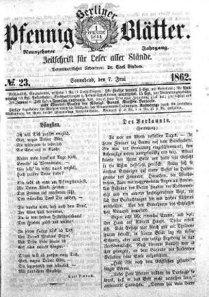 No. 23, Sonnabend, den 7. Juni