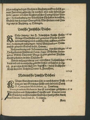 Medicinische Teutsche Bücher.