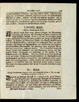 LXXXIX. Stück. Gräntz-Beziehung im Thal.