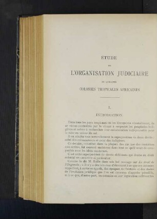 Ètude De L'Organisation Judiciaire De Quelques Colonies Tropicales Africaines.