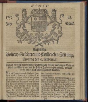 45. Stueck, Montag den 6. Novembr. 1752