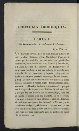 Carta I. El Gobernador de Valencia á Meneses.