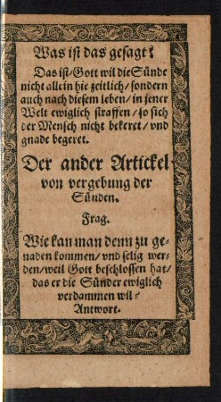 Der ander Artickel von vergebung der Sünden.