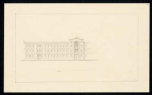 Kasernenfassade Monatskonkurrenz Dezember 1834: Aufriss Hauptansicht (linke Hälfte); Maßstabsleiste