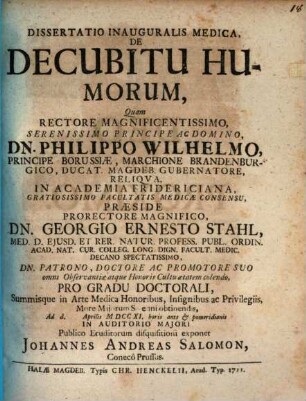 Diss. inaug. med. de decubitu humorum