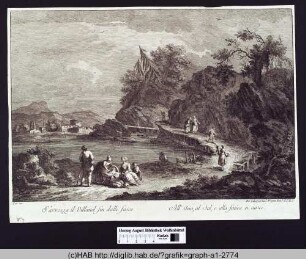 Italienische Landschaft mit Figuren.