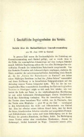 Bericht über die fünfundfünfzigste Generalversammlung am 24. Juni 1900 in Gmünd