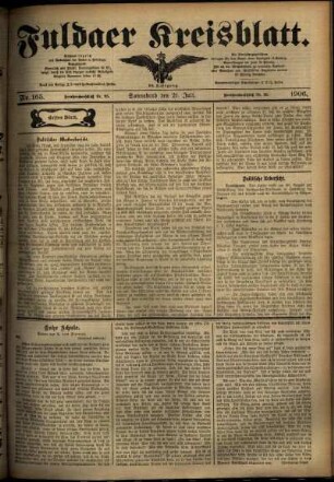 Erste Ausgabe vom Samstag, den 21. Juli 1906.